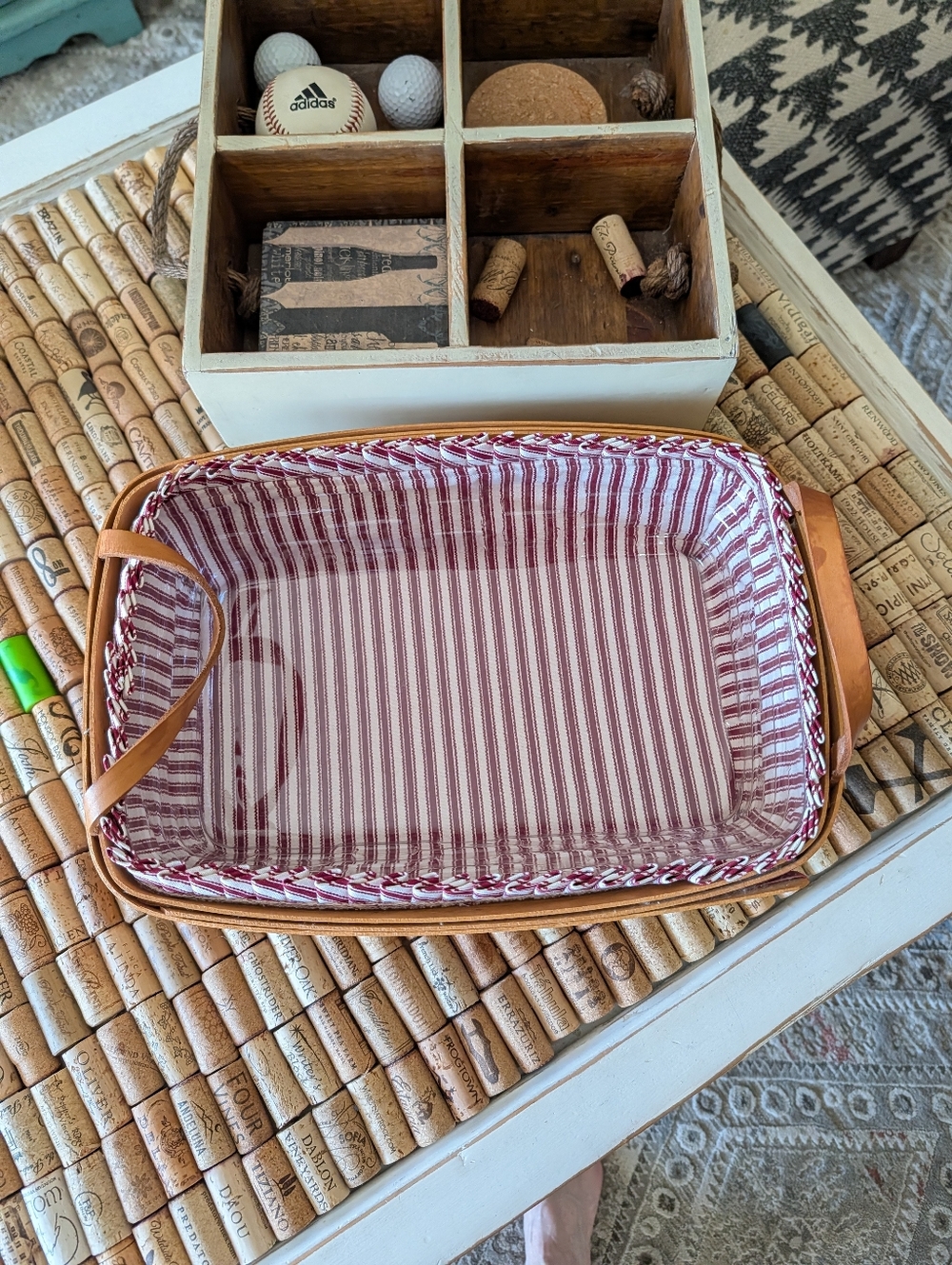 Longaberger 1997 Pantry Basket With Sweetheart Fabric Liner & Protector